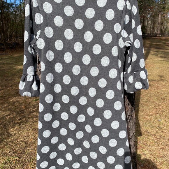 Youth Tween DILY Gray/Light Gray Polka Dot Dress S - Picture 4 of 6